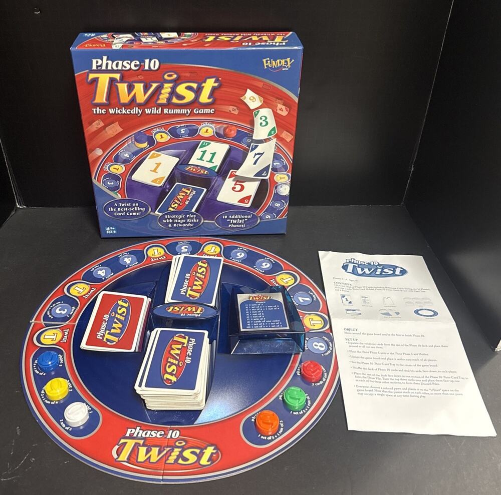 Phase 10 Twist Board Game Fundex 2580 100% Complete Card Game Strategy